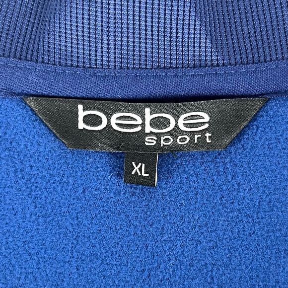 Bebe Sport Tricot Crystal Logo Navy Striped Track Jacket - Picture 8 of 13